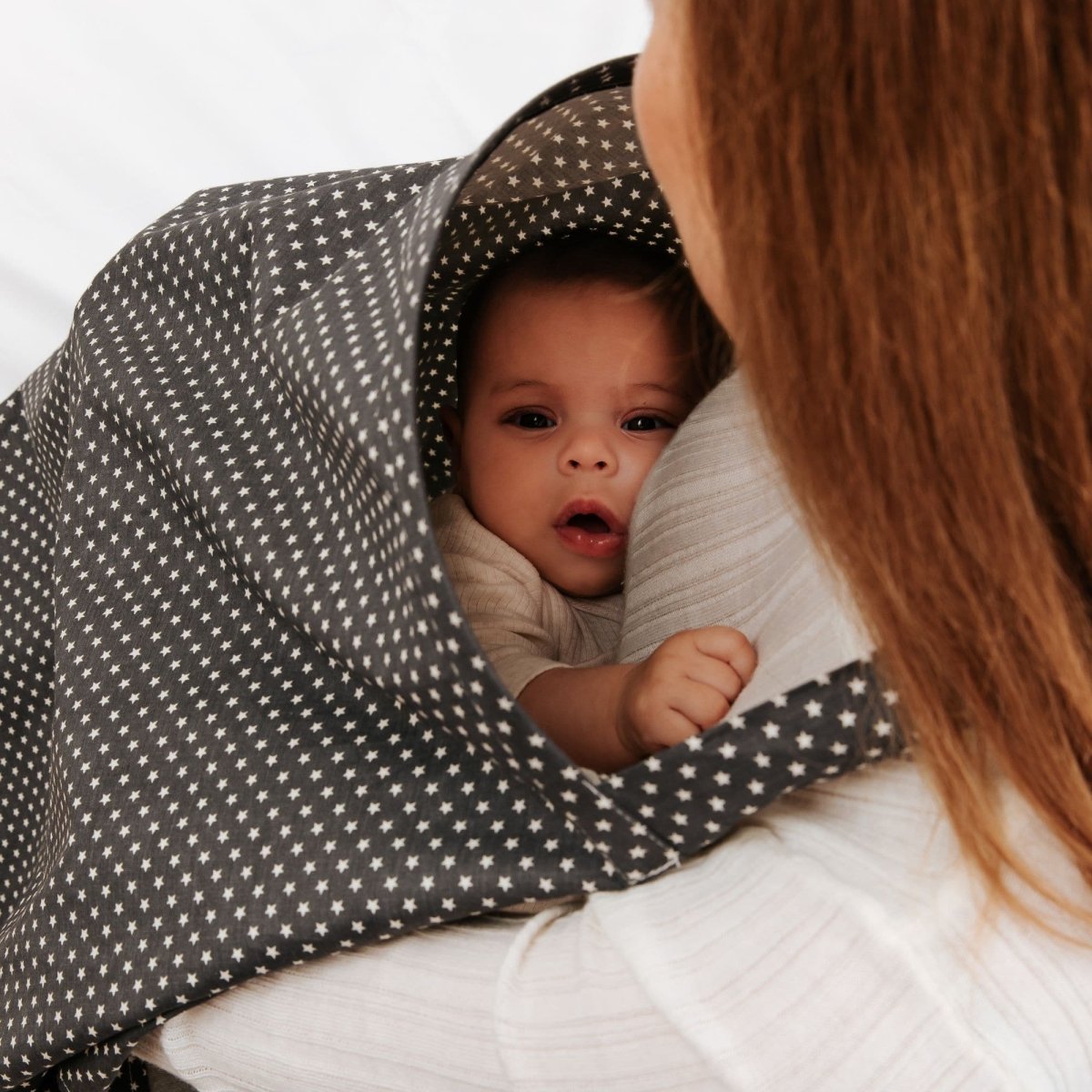 Breastfeeding Apron - White Stars Pattern - 100% Cotton