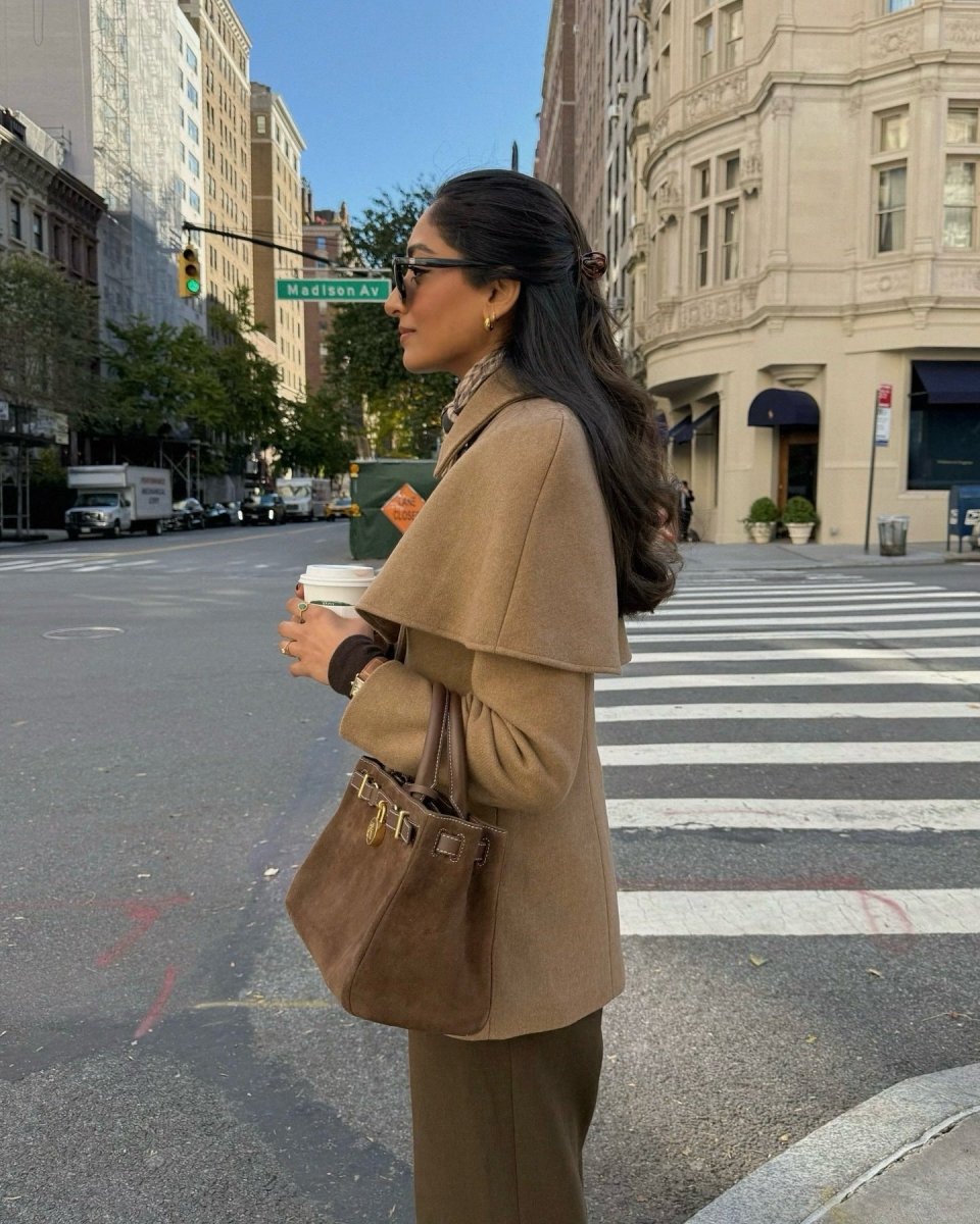 British-style Patchwork Fake Two-Piece Cinched Cloak Trench Coat For Women
