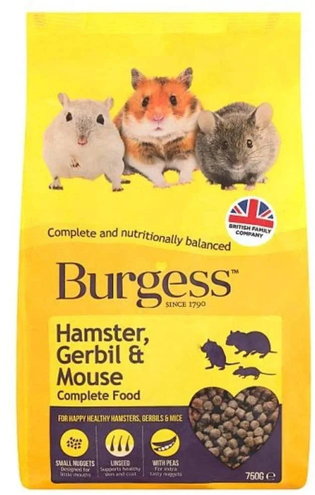 Burgess Hamster Gerbil and Mouse Pellets 750g - Case of 3