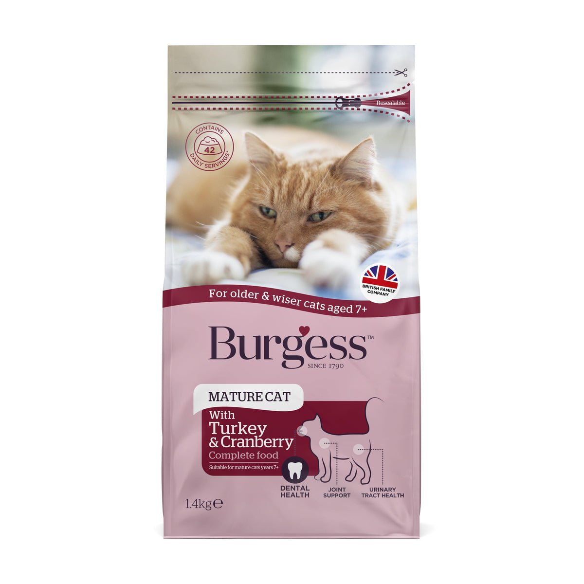 Burgess Mature Cat Turkey and Cranberry 1.4kg - Case of 4