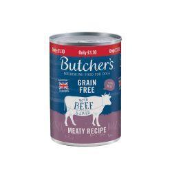 Butcher's Beef and Liver Chunks in Jelly Dog Food Can 400g - 12 Tin Tray - Case of 12