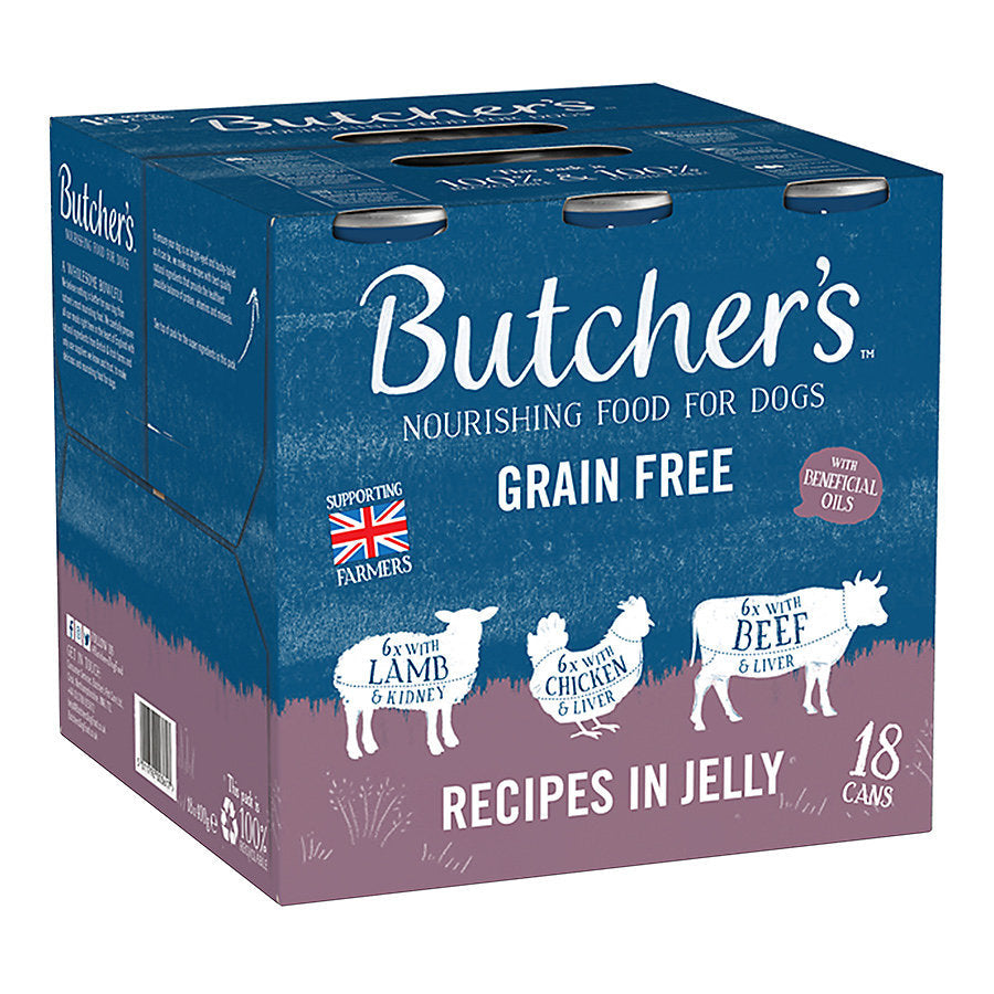 Butcher's Recipes in Jelly Dog Food Cans - 6 x 400g / 18 x 400g - Case of 4