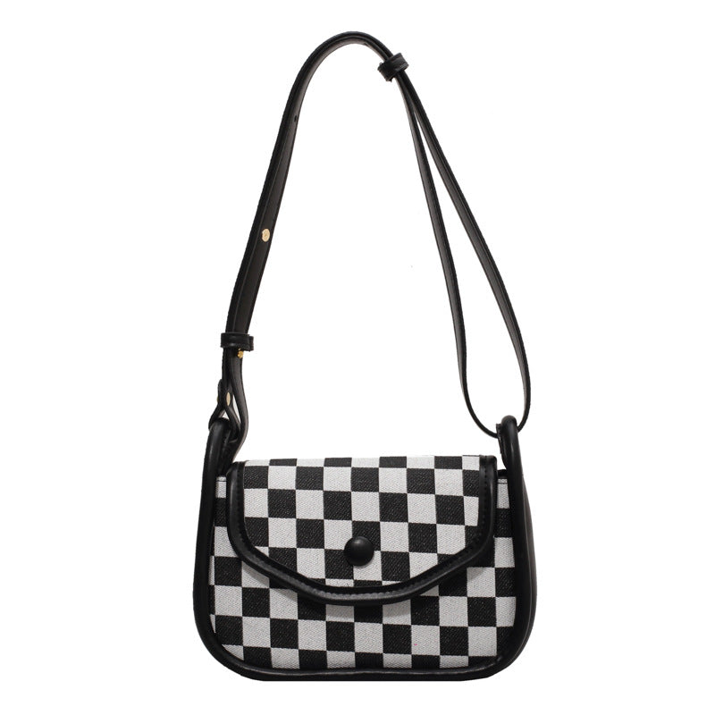 Black And White Checkerboard Trend Personality Simple Small Round Bag