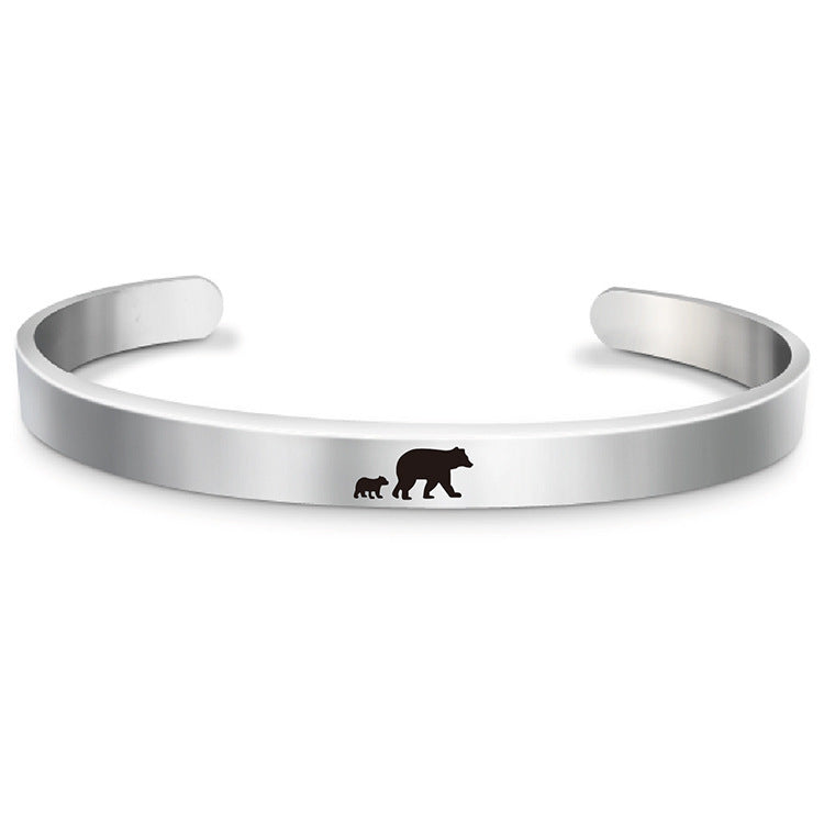 Stainless Steel Mama Bear Bracelet Mother's Day Gift