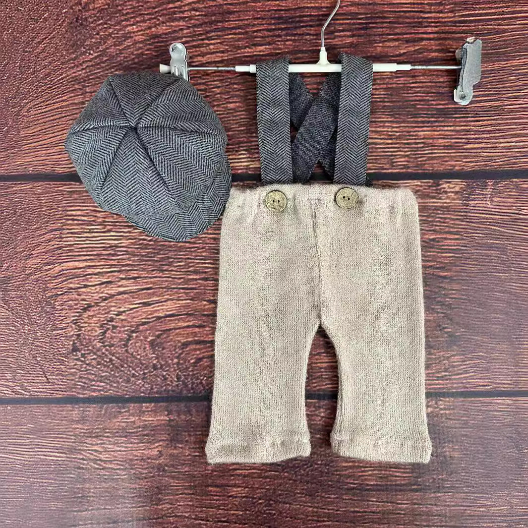Newborn Photography Clothing Props Children's Hat Overalls Set