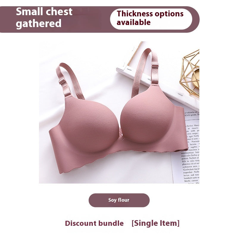 Women's Pure Color All-matching Macarons One Piece Underwear Bra-free