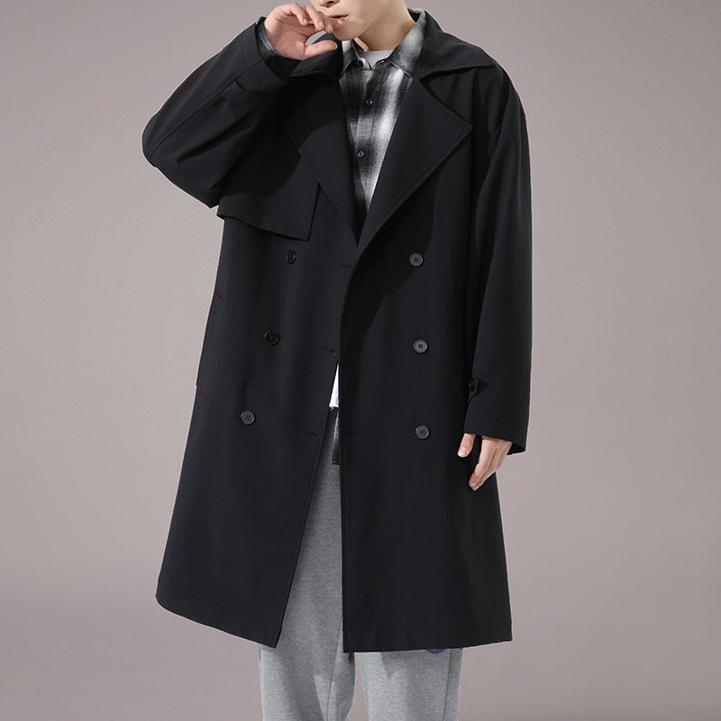 Men's British Style Khaki Long Trench Coat