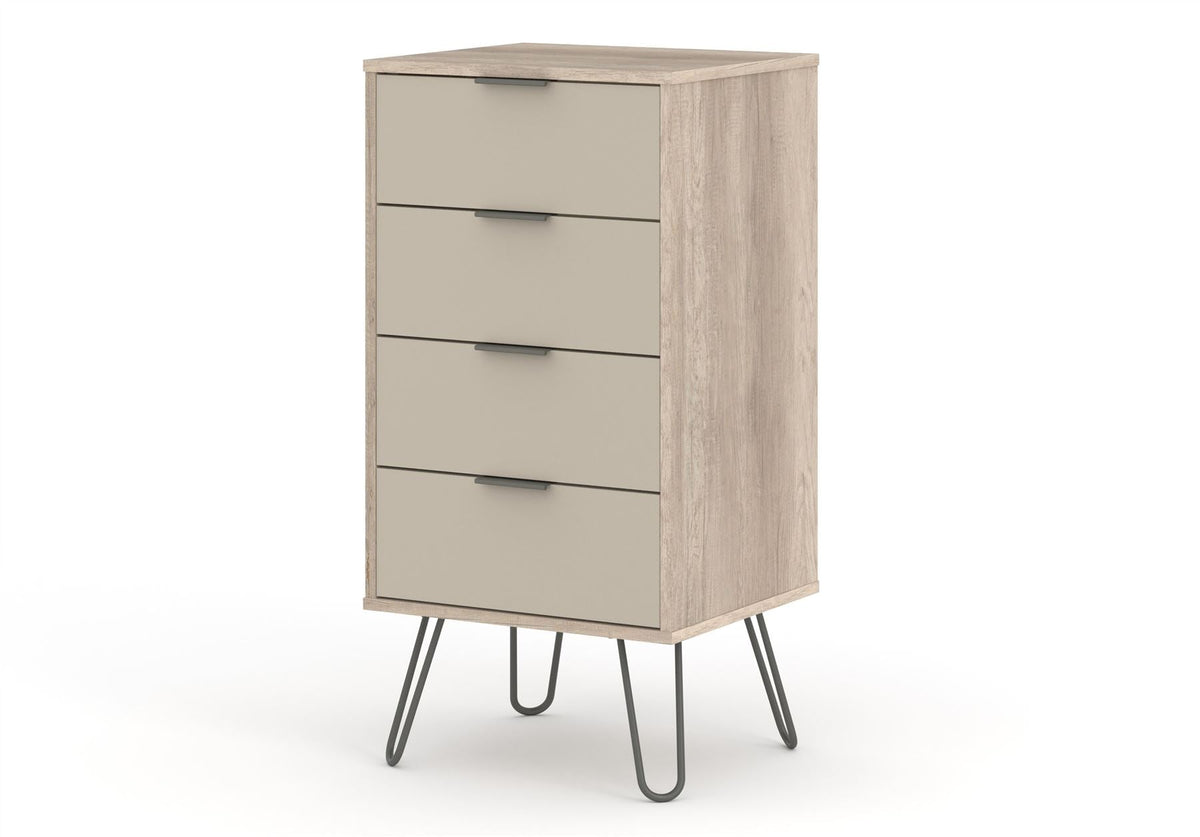 Augusta Driftwood 4 Drawer Narrow Chest Of Drawers