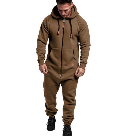 Men's hooded fleece jumpsuit