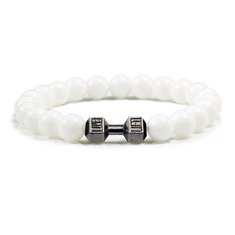 Turquoise Energy Healing Bracelet - Gun Black Barbell Bead Bracelet for Men & Women | Natural Stone Jewelry