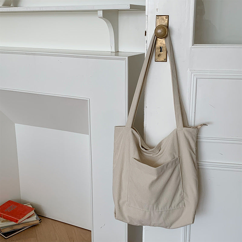 One-shoulder Large Capacity Corduroy Bag Leisure Shopping Bag