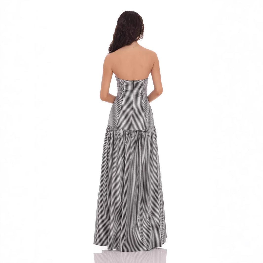 Women's Clothing Summer Boat Neck Elegant Sexy Slim Fit Backless Tube Top Dress