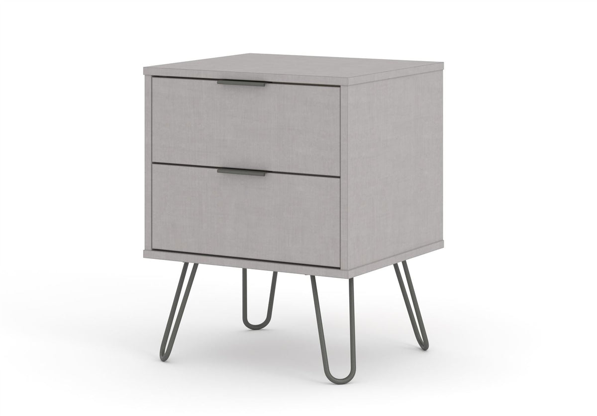 Augusta Grey 2 Drawer Bedside Cabinet
