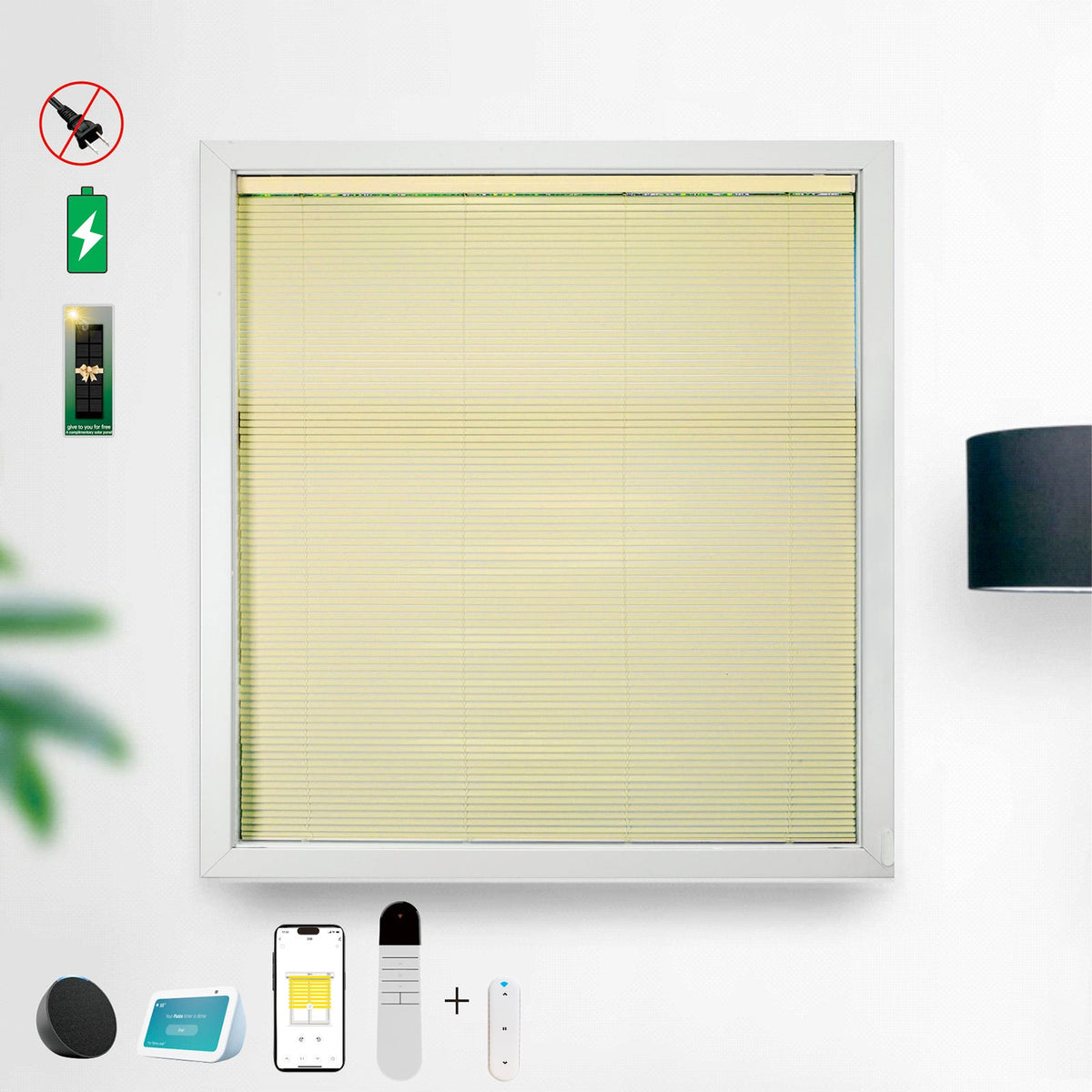 Paired With 15 Channel Remote Control And Solar Charging Panel, Electric Blinds, Intelligent Remote Blinds, Silent Motor, Cordless Sunshade, Dimmable Blinds