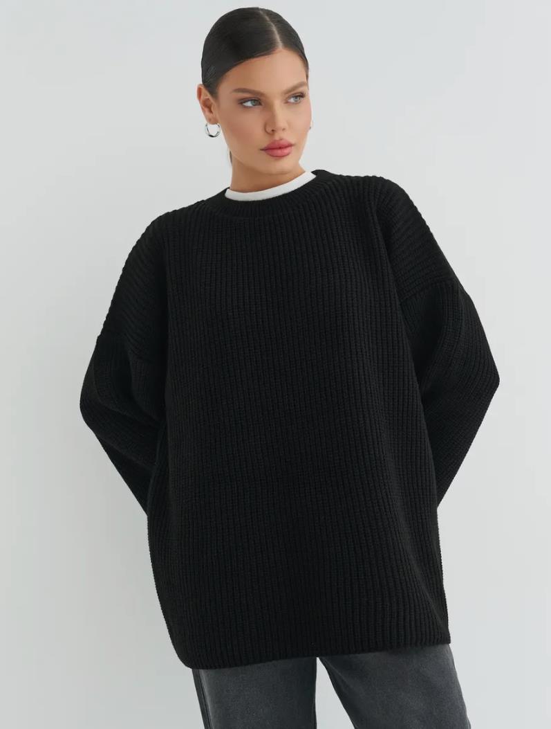 European And American Loose Autumn Winter Sweater Gray Top