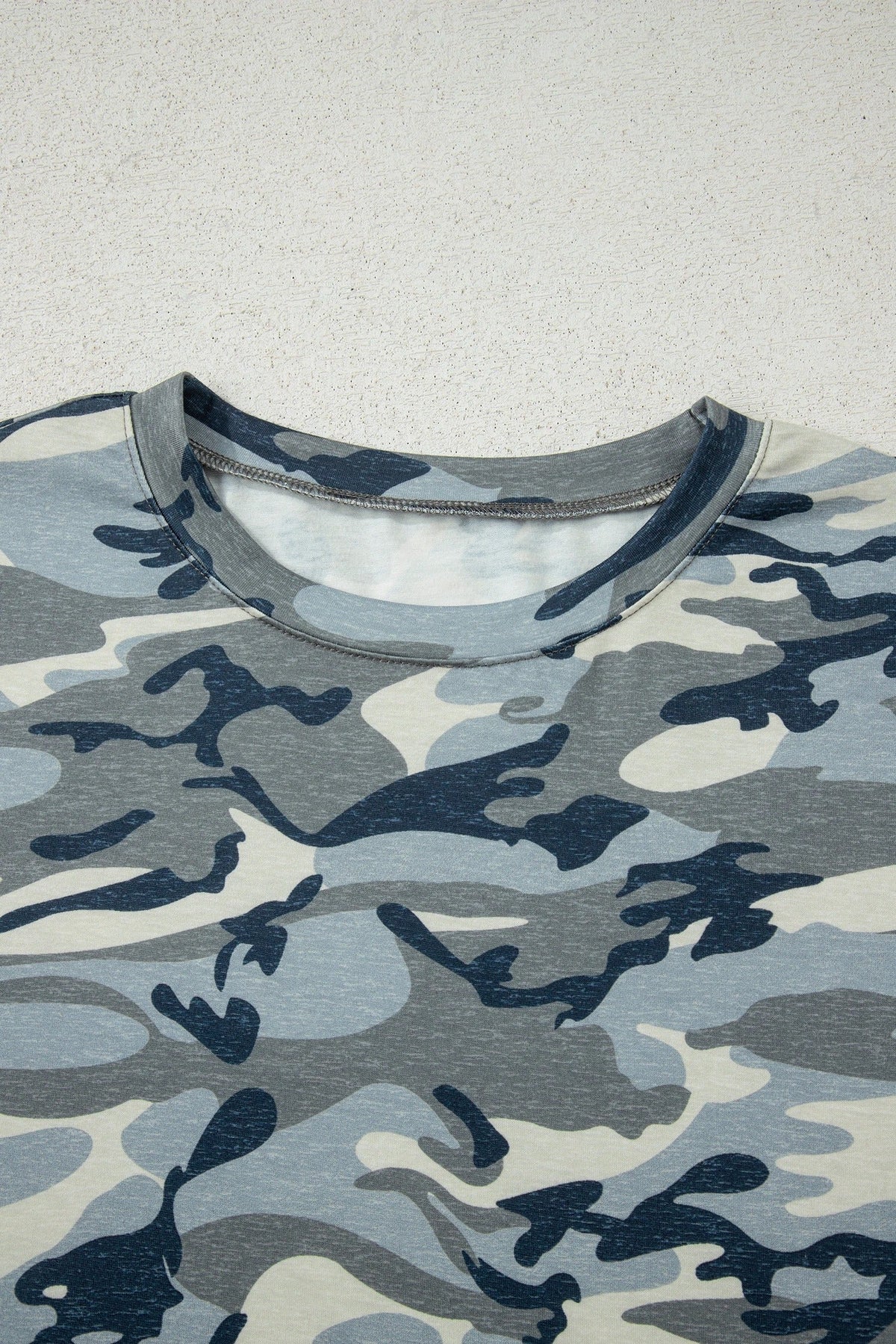 Women's Casual Loose-fit Crew-neck Camouflage Sports Short-sleeve