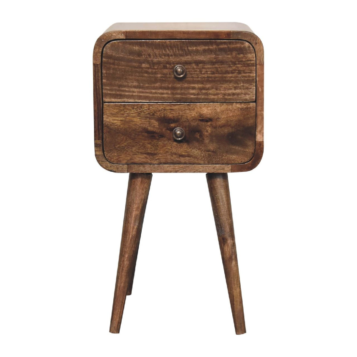 Artisan Mini Curved Grey Washed Bedside Table