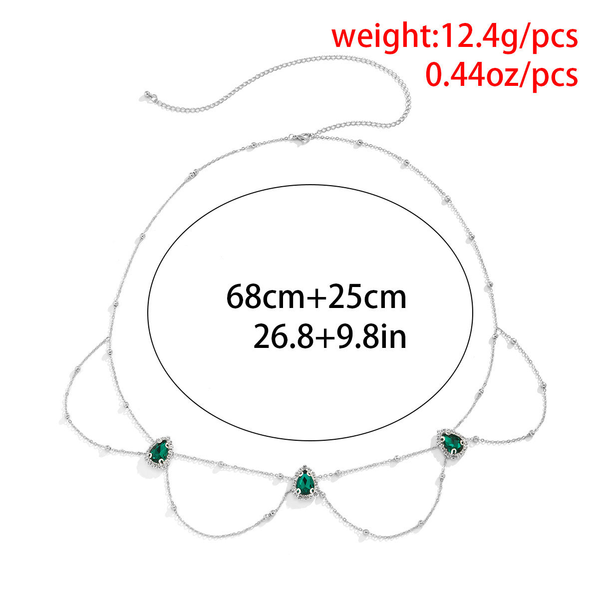 All-match Water Drop Gemstone Body Chain Women's Simple U-shaped Beads