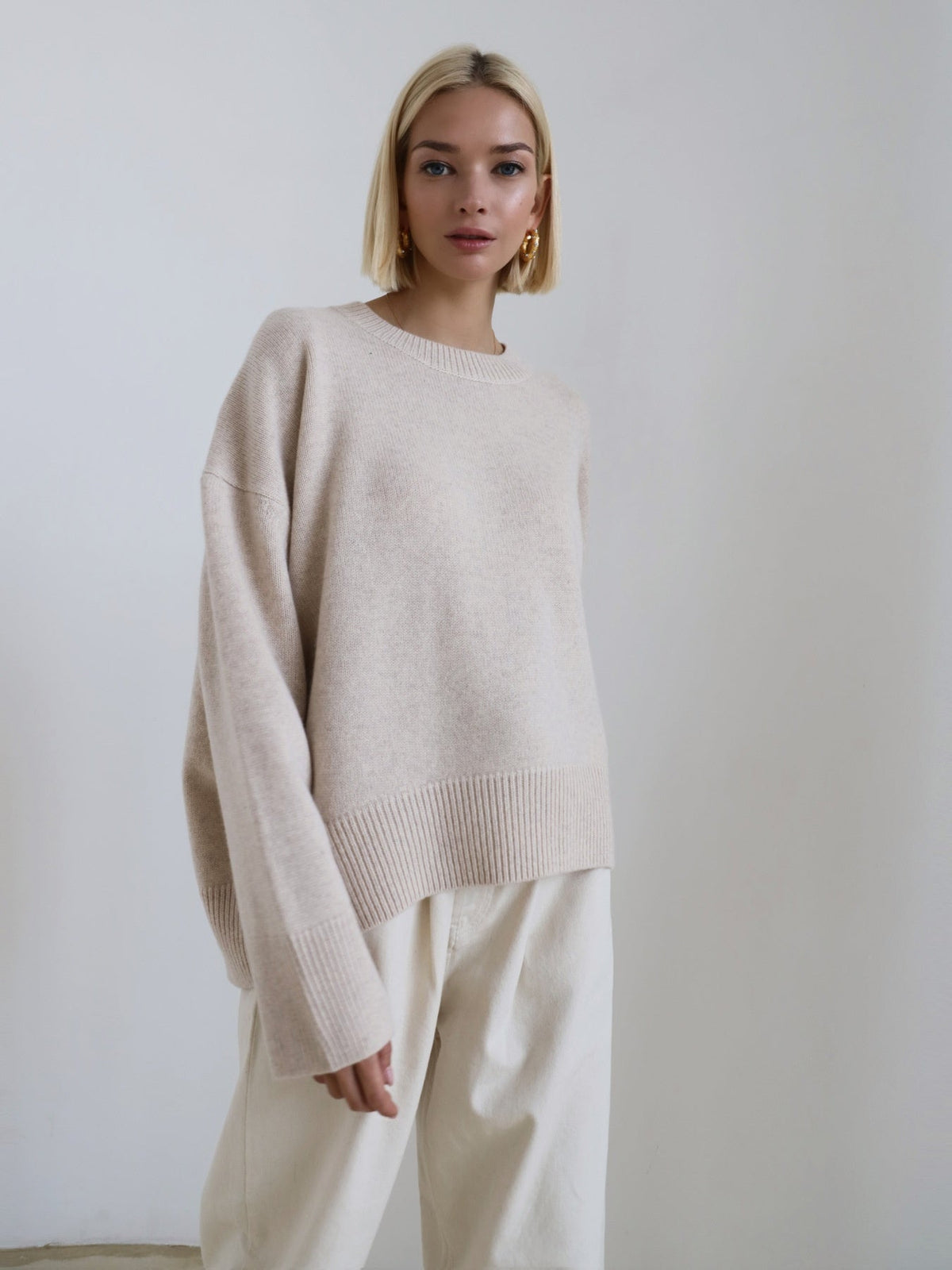 Thick Round Neck Women's Loose All-matching Knitted Pullover Sweater