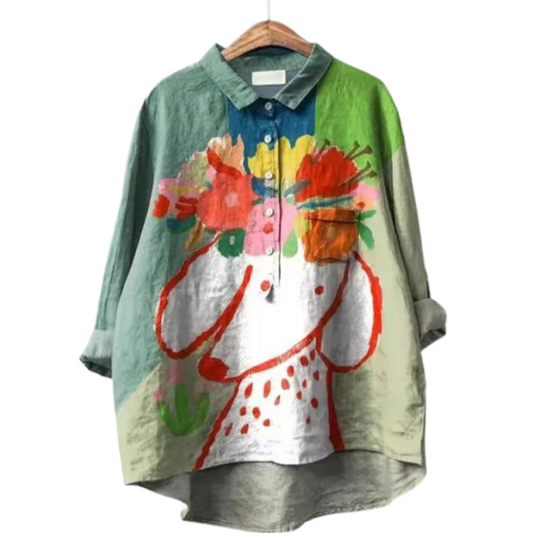 Long-sleeve Pullover Shirt With Digital Animal Print