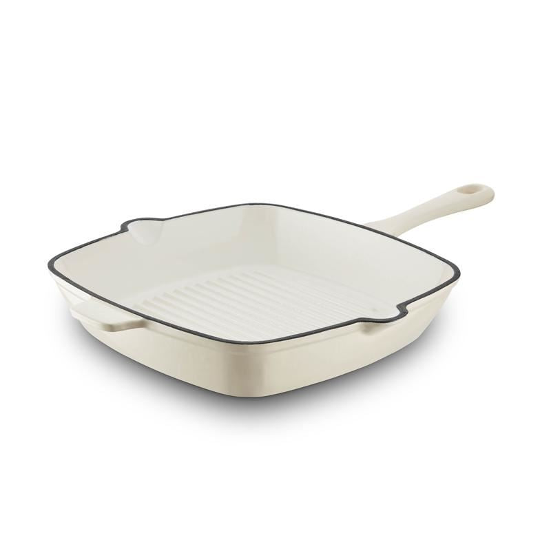 Tower Barbary & Oak Cream 26cm Cast Iron Grill Pan