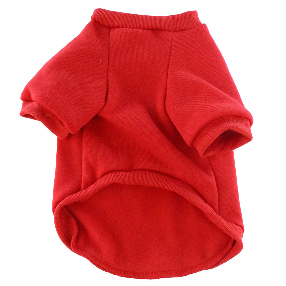 Pet Clothes Fleece-lined Thickened Solid Color Hoodie