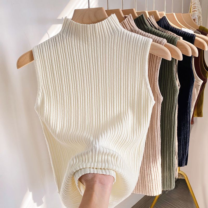 Women's Korean-style Half Turtleneck Knitted Inner Match Vest