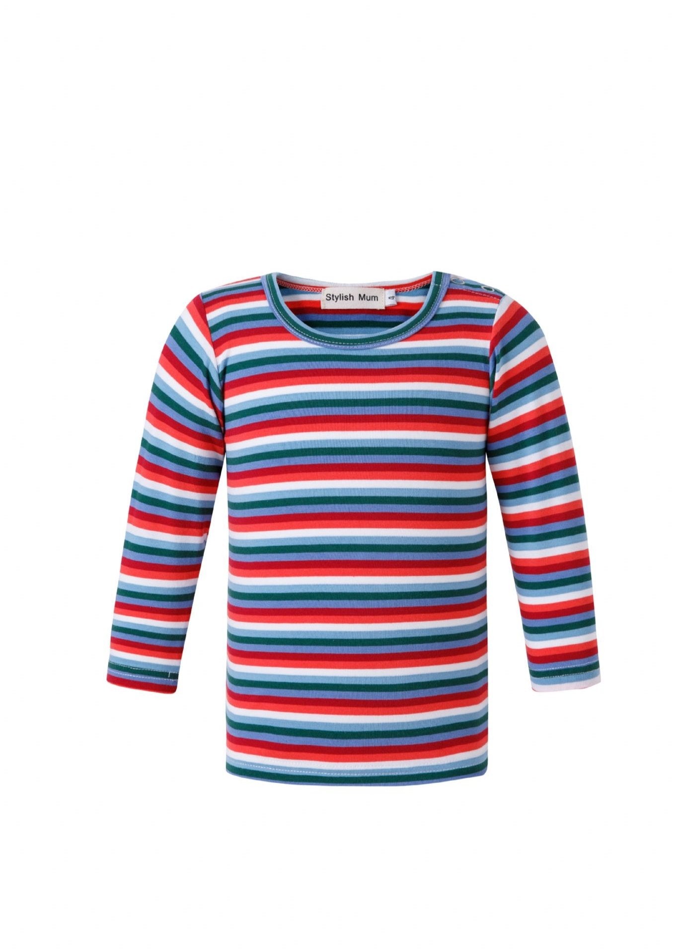 Cara Stripe Kids Rainbow T-Shirt - Premium Cotton Top for Ages 0-5 Years