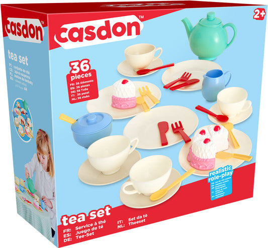 Casdon Kids' Pretend Play Tea Set with 30+ Accessories, Ages 3+