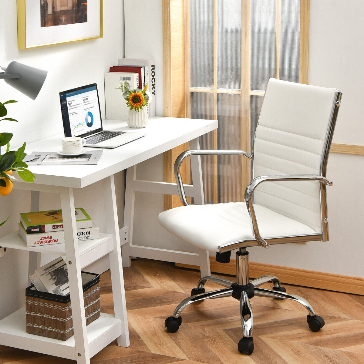 Height Adjustable Rolling High-Back Executive Chair for Home Office-Black