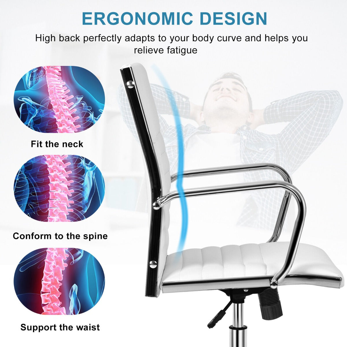 Height Adjustable Rolling High-Back Executive Chair for Home Office-Black