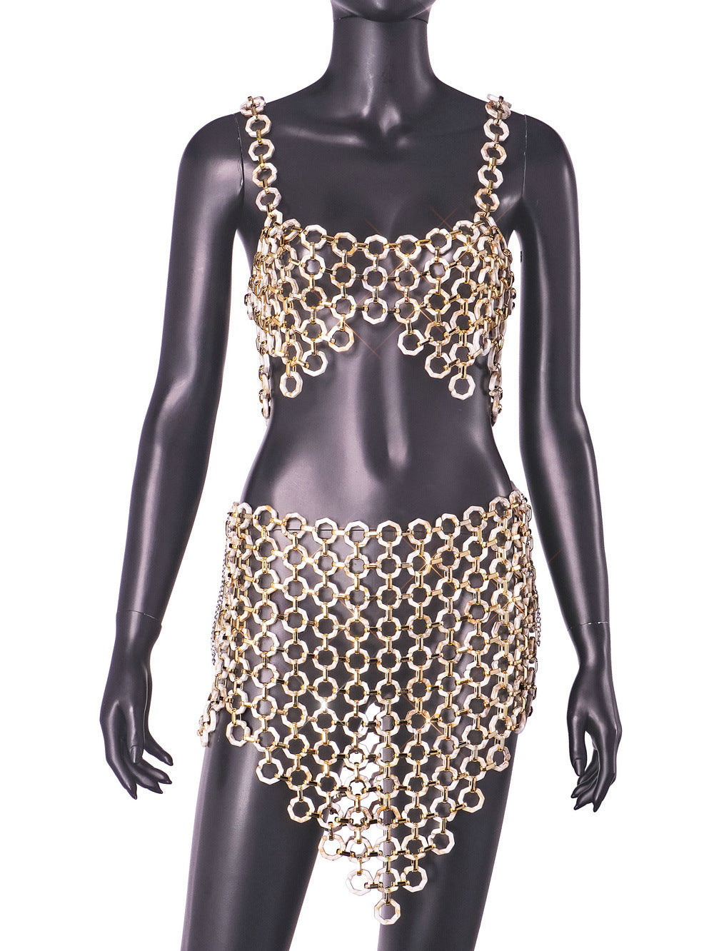 Slim-fit Backless Acrylic Overall Dress Set Women