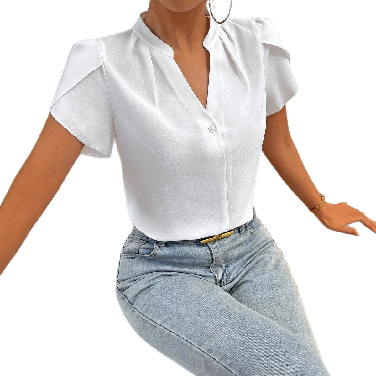 Women's Solid-color Half-turtleneck Pullover Shirt