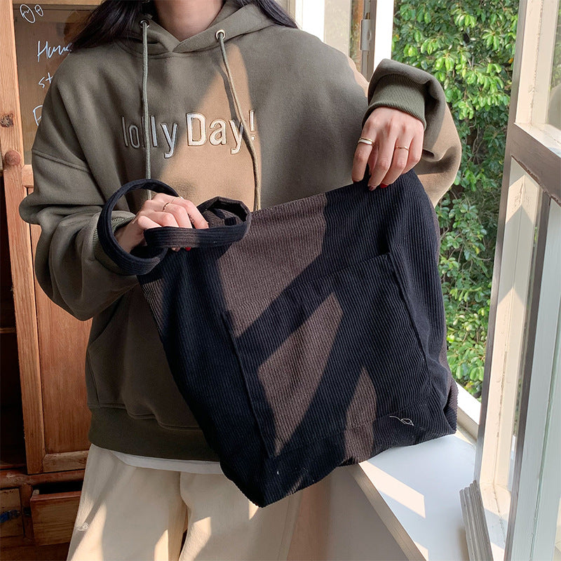 One-shoulder Large Capacity Corduroy Bag Leisure Shopping Bag