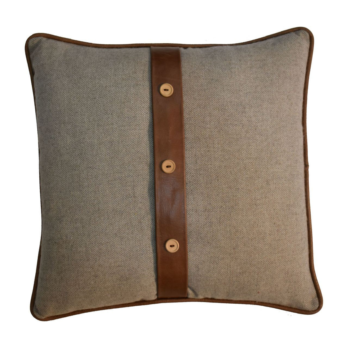Artisan Quinn Cushion Set of 2 - Leather & Sand Tweed