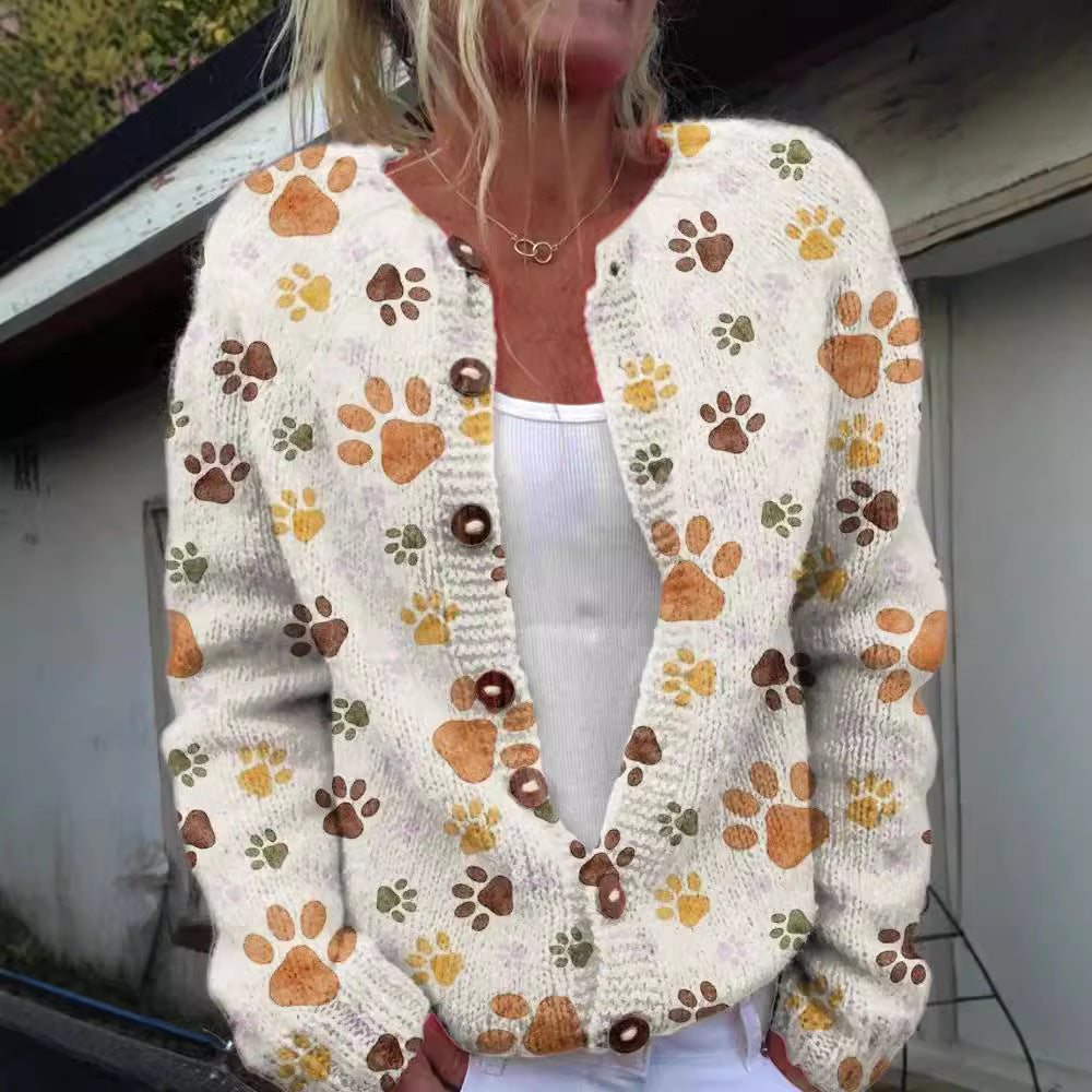 Creative Animal Print Shading Women's Cardigan Sweater