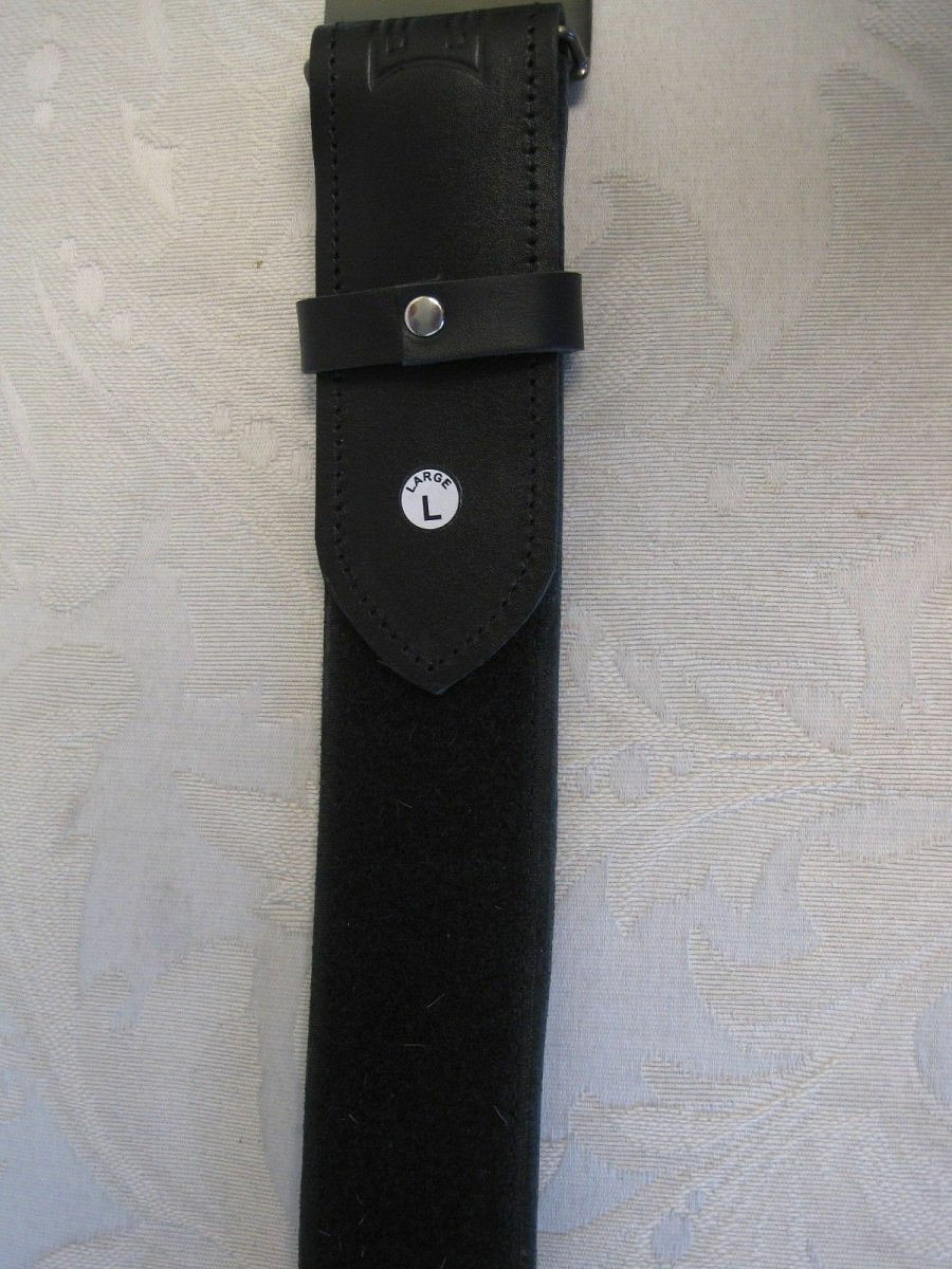 Celtic Embossed Black Leather Belt & Saltier Rampant Lion Scottish Buckle
