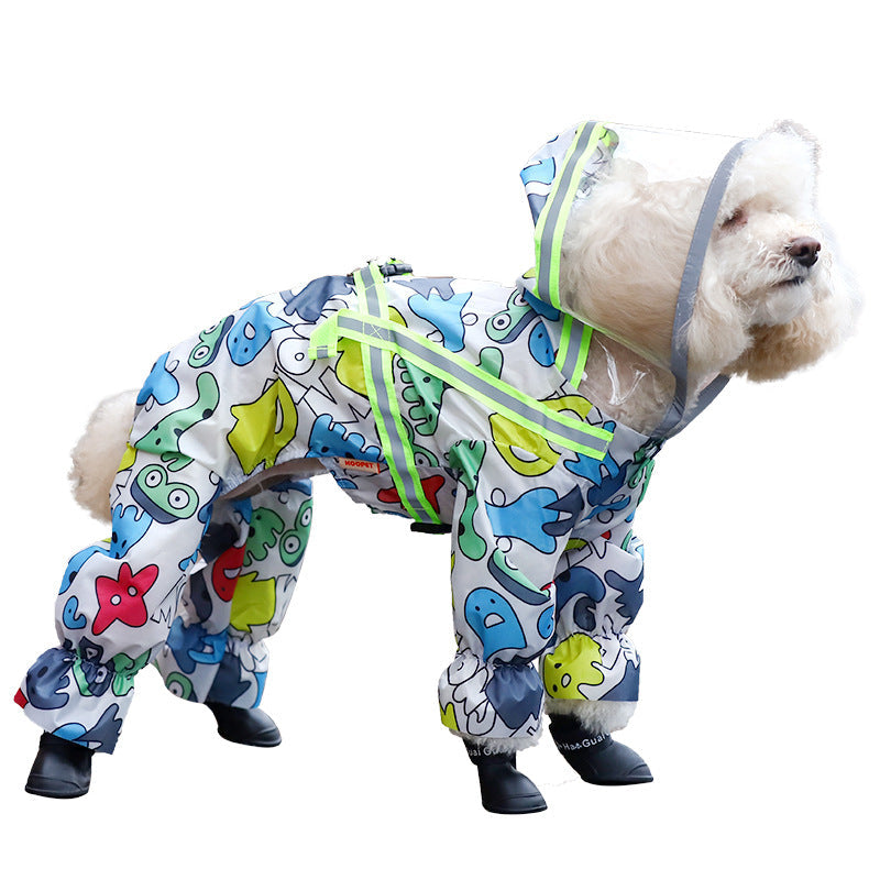 Dog Raincoat Teddy Bag Belly Four-legged Waterproof