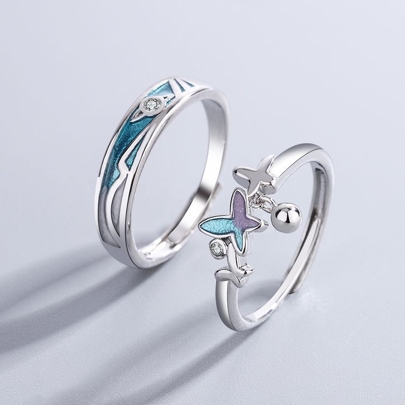Butterfly Couple Ring Pair Ring Simple Valentine's Day Gift
