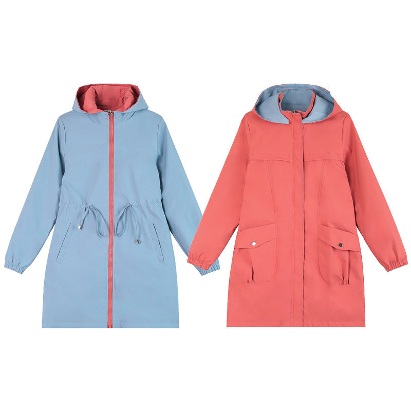 Women's Reversible Mid-Length Coat | 2-in-1 Spring & Autumn Jacket