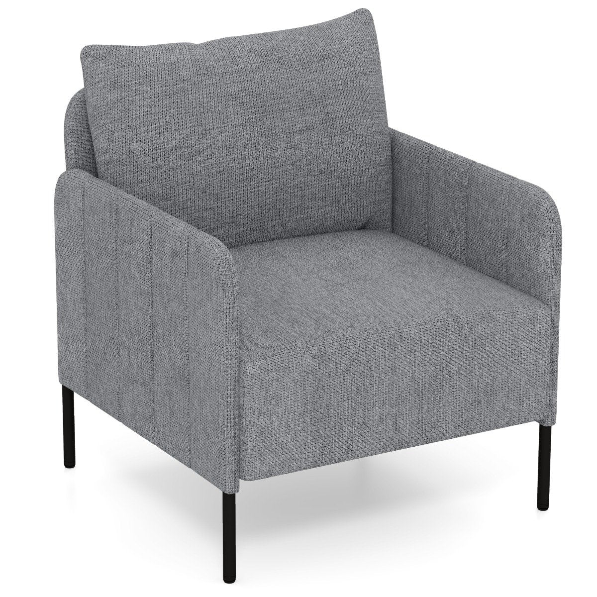 Chenille Single Seat Sofa with Cushion and Adjustable Foot Pads-Grey