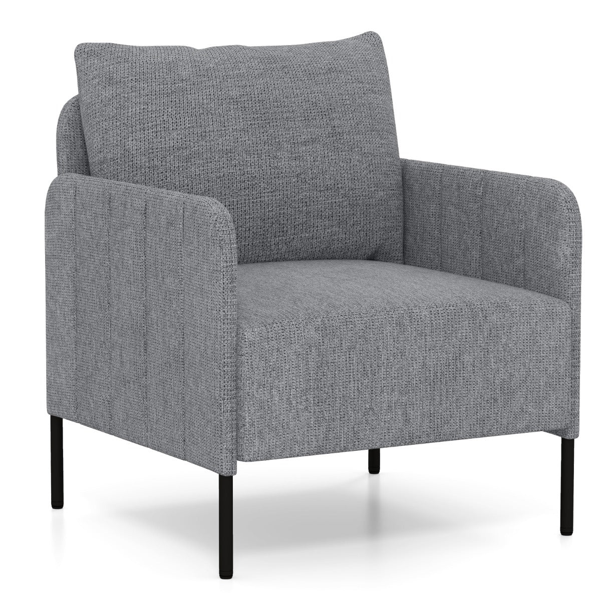 Chenille Single Seat Sofa with Cushion and Adjustable Foot Pads-Grey