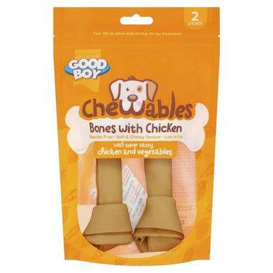 Good Boy Chewables Rawhide Free Chicken Medium Bones 2 x 158g - Case of 8