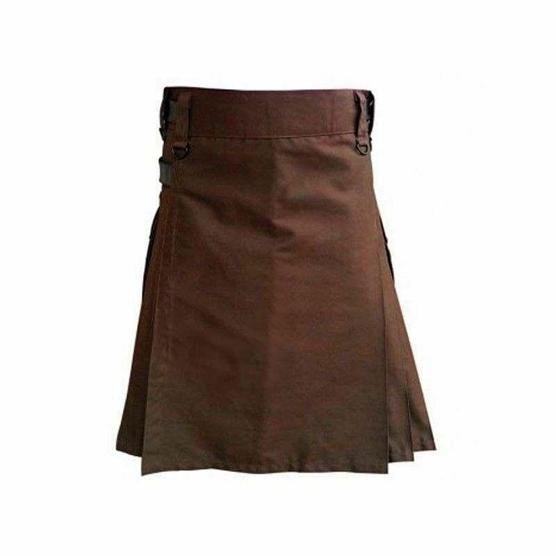 Chocolate Brown Deluxe Handmade Utility Fashion Kilt Active Men Sports Kilt