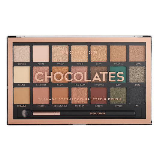 CHOCOLATES | Lidschatten-Palette mit 21 Farben & Pinsel