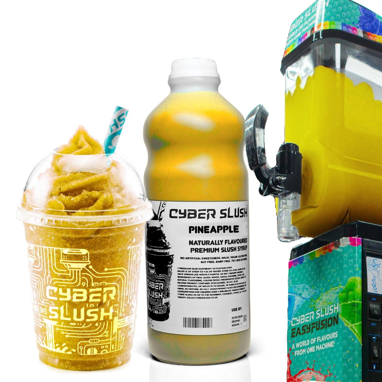 CyberSlush Pineapple Slush Syrup 1L | Glycerol-Free, Vegan & Naturally Flavoured | For Home Slush Machines incl. Ninja® Slushi