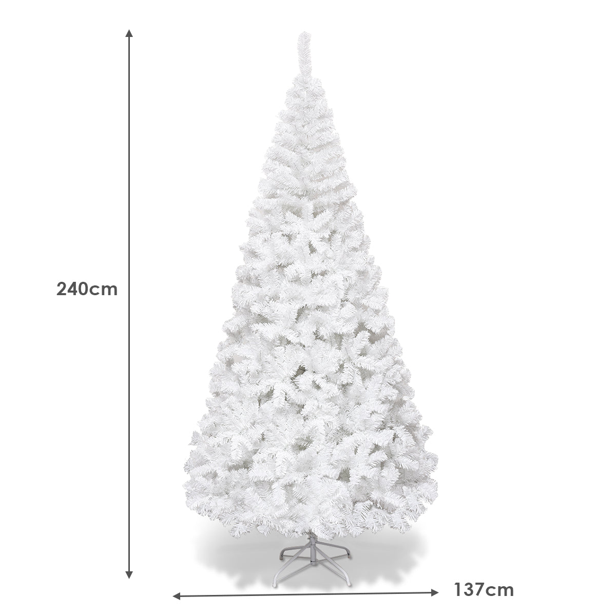 5/6/7/8 Feet White Artificial Christmas Tree with Metal Stand-5 ft
