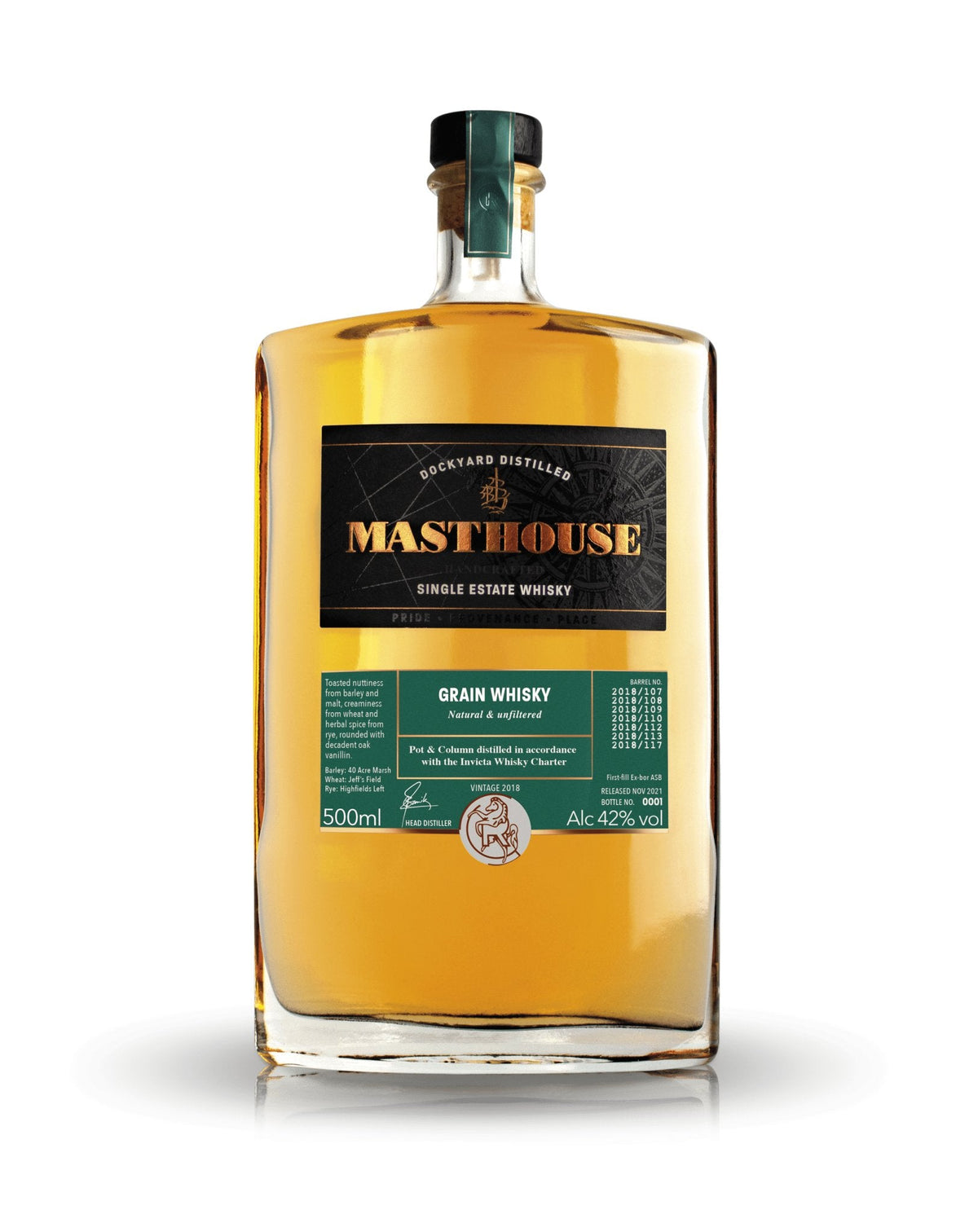 Copper Rivet Distillery Masthouse Single Grain English Whisky, 50cl