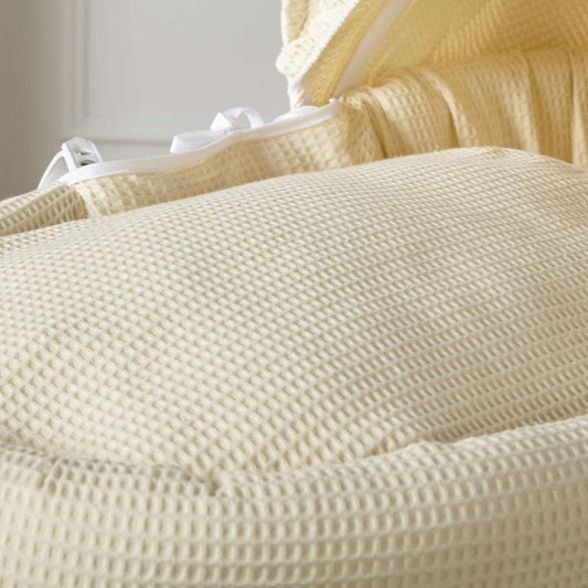 Cream Waffle Moses Basket Bedding Set - Padded Liner & Quilt
