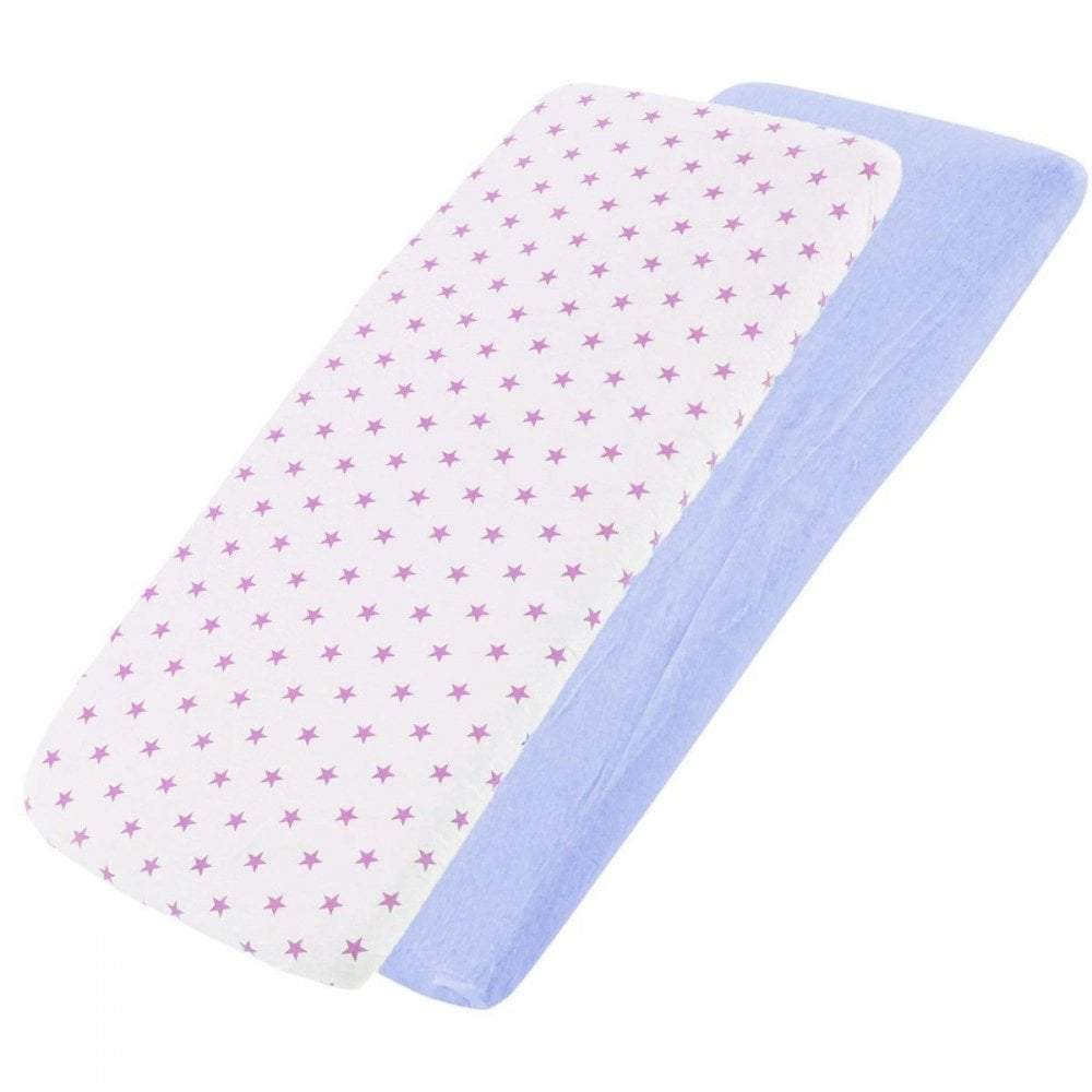 100% Cotton Jersey Crib Fitted Sheets 40x90cm | Pack of 4